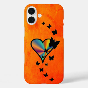 Rainbow Heart und Butterfly iPhone 16 Plus Hülle