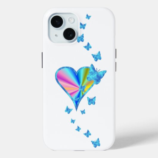 Rainbow Heart und Butterfly Case-Mate iPhone Hülle (Rückseite)