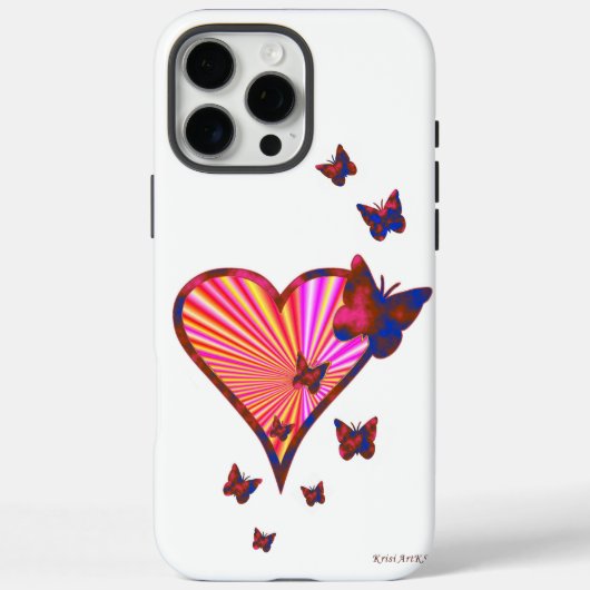 Rainbow Heart und Butterfly Case-Mate iPhone Hülle (Rückseite)