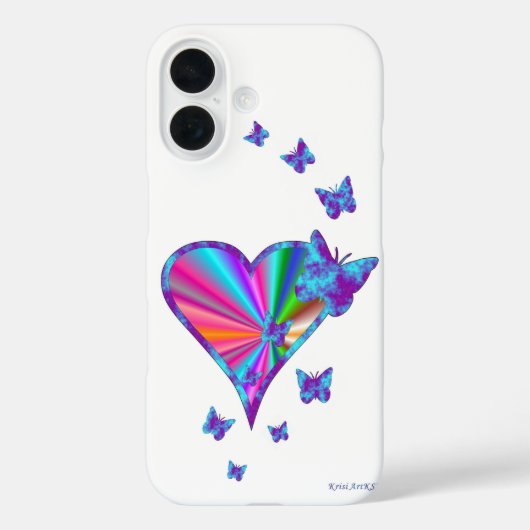 Rainbow Heart und Butterfly Case-Mate iPhone Hülle (Rückseite)