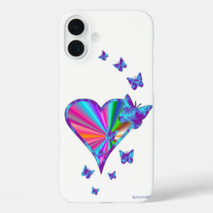 Rainbow Heart und Butterfly iPhone 16 Plus Hülle
