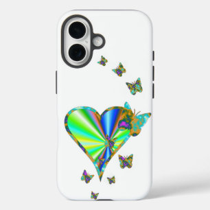 Rainbow Heart und Butterfly iPhone 16 Hülle