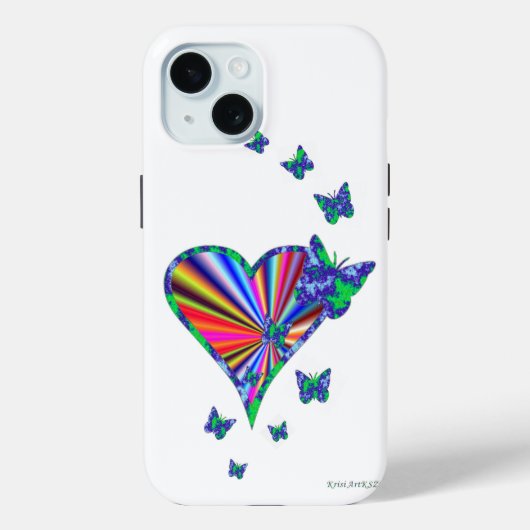 Rainbow Heart und Butterfly Case-Mate iPhone Hülle (Rückseite)