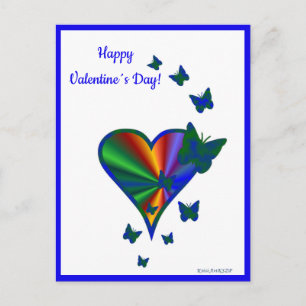 Rainbow Heart und Butterfly Feiertagspostkarte