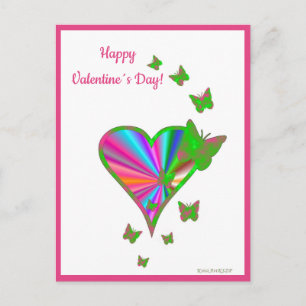 Rainbow Heart und Butterfly Feiertagspostkarte