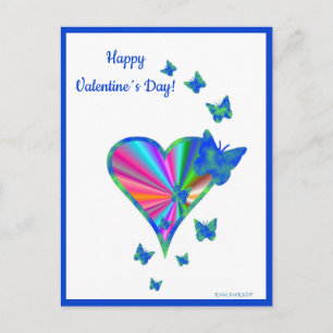 Rainbow Heart und Butterfly Feiertagspostkarte