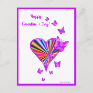 Rainbow Heart und Butterfly Feiertagspostkarte