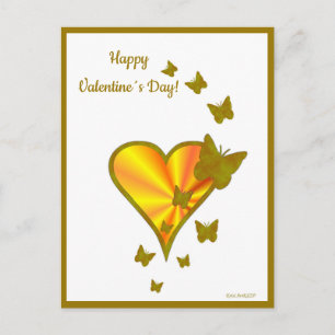 Rainbow Heart und Butterfly Feiertagspostkarte