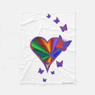 Rainbow Heart und Butterfly Fleecedecke