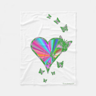 Rainbow Heart und Butterfly Fleecedecke