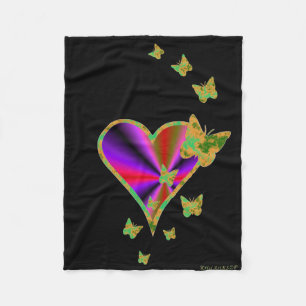 Rainbow Heart und Butterfly Fleecedecke
