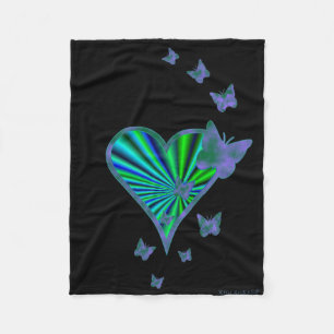 Rainbow Heart und Butterfly Fleecedecke