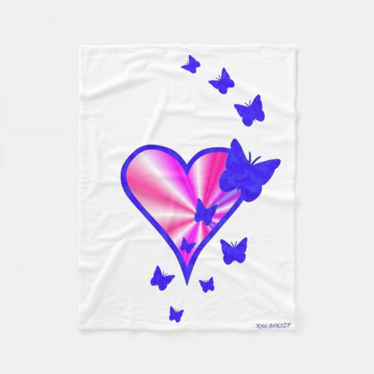 Rainbow Heart und Butterfly Fleecedecke (Vorderseite)