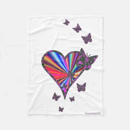 Rainbow Heart und Butterfly Fleecedecke (Vorderseite)