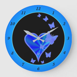 Rainbow Heart und Butterfly Große Wanduhr