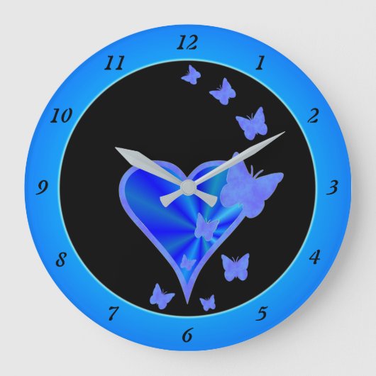 Rainbow Heart und Butterfly Große Wanduhr (Vorderseite)