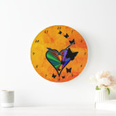 Rainbow Heart und Butterfly Große Wanduhr (Zuhause)