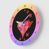 Rainbow Heart und Butterfly Große Wanduhr (Winkel)
