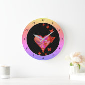 Rainbow Heart und Butterfly Große Wanduhr (Zuhause)