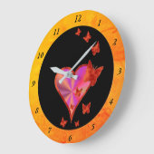 Rainbow Heart und Butterfly Große Wanduhr (Winkel)