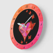Rainbow Heart und Butterfly Große Wanduhr (Winkel)