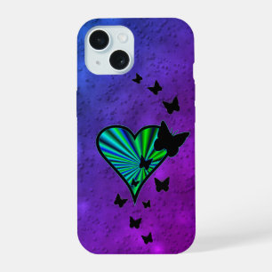 Rainbow Heart und Butterfly iPhone 15 Hülle