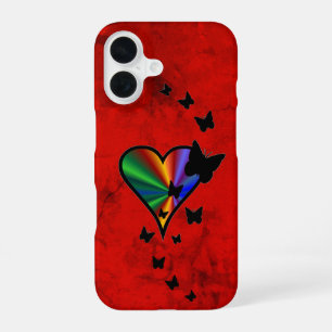 Rainbow Heart und Butterfly iPhone 16 Hülle