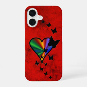 Rainbow Heart und Butterfly iPhone 16 Hülle