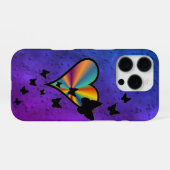 Rainbow Heart und Butterfly iPhone Hülle (Rückseite (Horizontal))