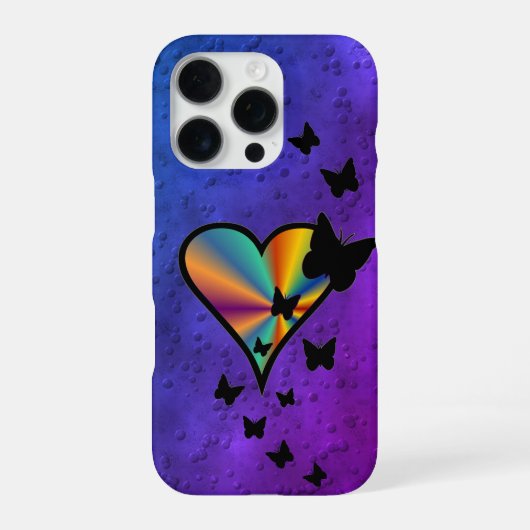 Rainbow Heart und Butterfly iPhone Hülle (Rückseite)
