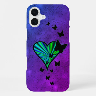 Rainbow Heart und Butterfly iPhone 16 Plus Hülle