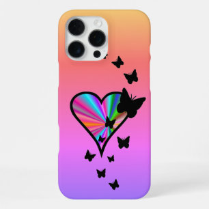 Rainbow Heart und Butterfly iPhone 16 Pro Max Hülle