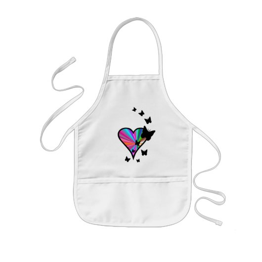 Rainbow Heart und Butterfly Kinderschürze (Vorne)