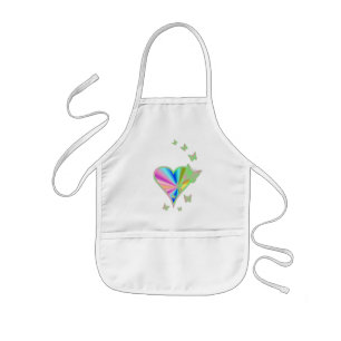 Rainbow Heart und Butterfly Kinderschürze