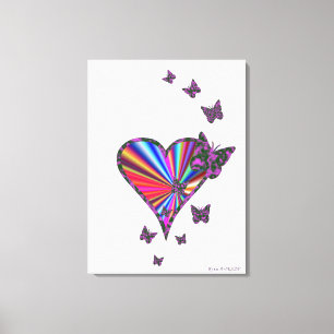 Rainbow Heart und Butterfly Leinwanddruck