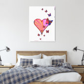 Rainbow Heart und Butterfly Leinwanddruck (Insitu (Schlafzimmer))