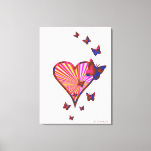 Rainbow Heart und Butterfly Leinwanddruck