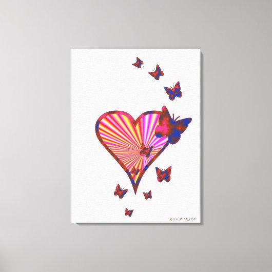 Rainbow Heart und Butterfly Leinwanddruck (Vorderseite)
