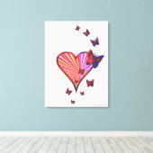 Rainbow Heart und Butterfly Leinwanddruck (Insitu (Holzboden))