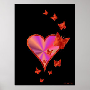 Rainbow Heart und Butterfly Poster