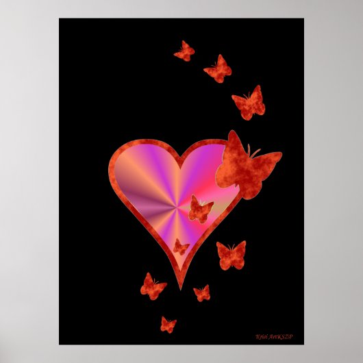 Rainbow Heart und Butterfly Poster (Vorne)