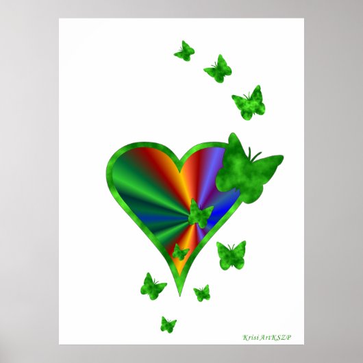 Rainbow Heart und Butterfly Poster (Vorne)