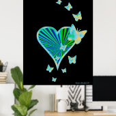Rainbow Heart und Butterfly Poster (Heimbüro)
