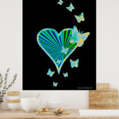 Rainbow Heart und Butterfly Poster (Küche)