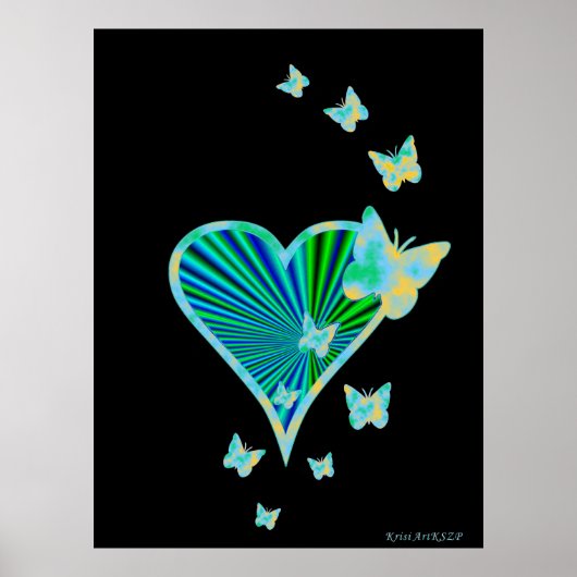 Rainbow Heart und Butterfly Poster (Vorne)