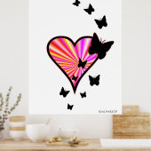 Rainbow Heart und Butterfly Poster (Küche)