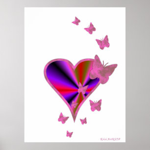 Rainbow Heart und Butterfly Poster