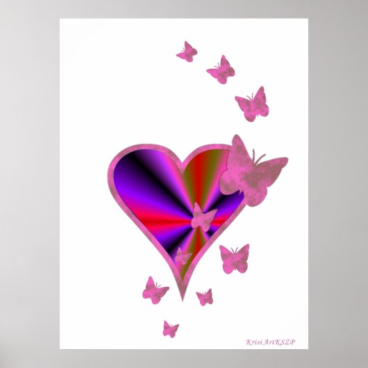 Rainbow Heart und Butterfly Poster (Vorne)