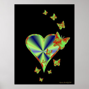 Rainbow Heart und Butterfly Poster