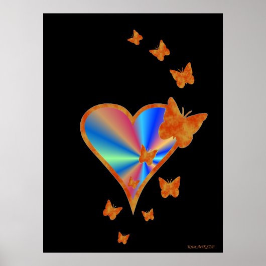 Rainbow Heart und Butterfly Poster (Vorne)